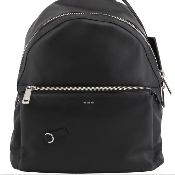 fendi black leather backpack
